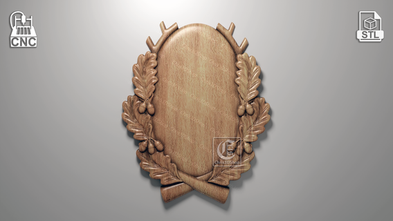 trophy mounting plaque 1b- 3d stl files cnc hunting board antler router aspire carveco vcarve artcam 3d print model - Mito3D