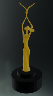 trophy statuette female golden celebration award ornament 3d print model - Mito3D