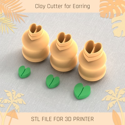 tropical leaf summer mini clay cutter tools earring 3d print model - Mito3D