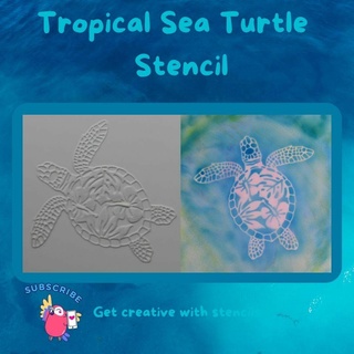 tropikal deniz kaplumbağa şablon çizgiler pistole cor Desen boyama Sanat arka fon okyanus çiçek 3d print model - Mito3D