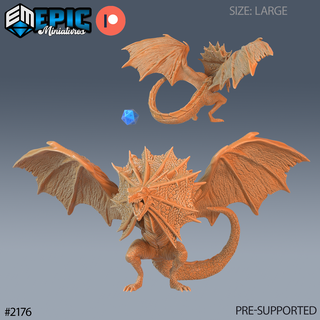 tropical wyvern angry dnd miniature tabletop miniatures gaming monster 3d model rpg dndminis stl file epic-miniatures dndminiatures 3dprint 3dminiature printedminis 3dprinting dungeon fantasy roleplaying dragon warrior undead pre-supported 3d print model - Mito3D