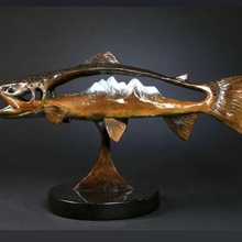truite scène montagnes art paysage leurre pêche poisson 3d print model - Mito3D