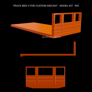 truck bed 2 custom diecast - model kit Various hauler rig semi slot rc r/c diorama flatbed flat 3d print model - Mito3D