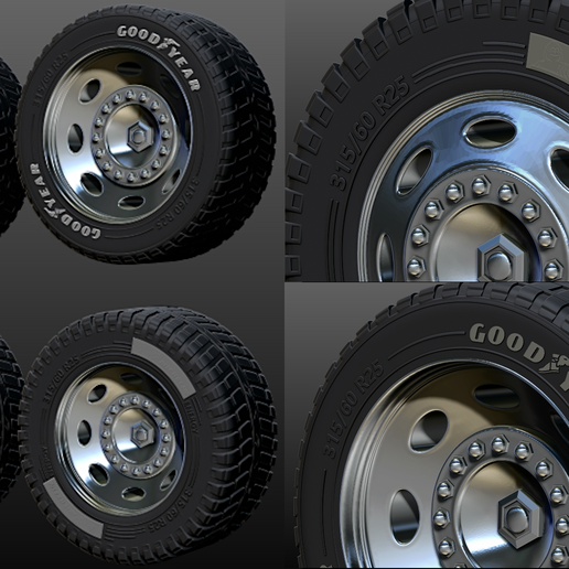 truck rim tires stl file versions goodyear michelin architecture 3d printer tyres tuning custom fdm sla 3D print model - Mito3D