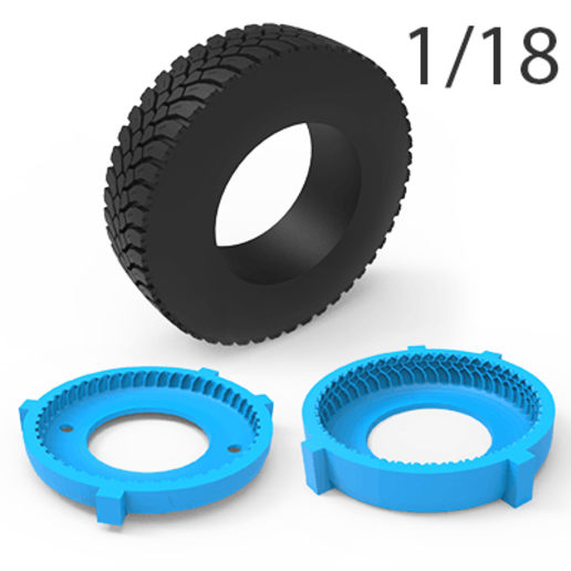 pneu de camion moule 1 18 jeu le la roue l'échelle moisissure voiture double des pneus moulé sous pression jouet véhicule voitures rc partie offroad 4x4 lourds lourd suv 3D print model - Mito3D