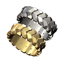 LKW Reifen Muster Ring us Größe 5to13 3d drucken Modell Gold druckbar Schmuck Mode Silber Sterling Band Luxus bling Verknüpfung geometrisch facettiert 3d print model - Mito3D