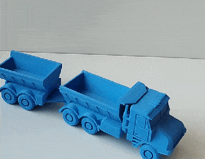 truck trailer - print place transport functional working wheels vehicle car toy flexi flexible printinplace articulated tractor lorry 3d print model - Mito3D