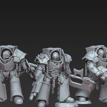 truescale butcher boys cata outfit squad pack 30k war hammer spacemarine horus heresy cataphractii terminator miniature tabletop red butchers 3d print model - Mito3D