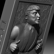 trump 3d portrait carbonite frozen star wars inspired printable donald printer 3d print model - Mito3D