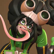 tsuyu asui froppy buste art l'anime personnage d'anime anime la figure fille miniature modèle grenouille my hero academia sexy sexy-fille femme sculptures 3d print model - Mito3D