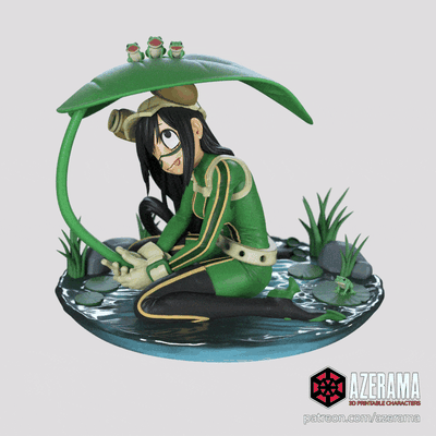 tsuyu stl bereit 3d drucken kunst fropp asui mha my held akademie boku no hiro bnha azerama wasser rohr zunge schule mädchen frosch straße 3d print model - Mito3D