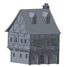 Tudor stil ev savaş oyunları mimari oyunu model arazi binalar yapılar 3d print model - Mito3D