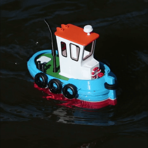 çekişme 3d basılı rc mikro römorkör oyuncak çocuklar radyo kontrollü tekne gemi mini 3D print model - Mito3D