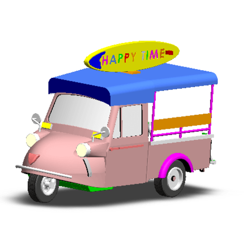 tuk 3 roda de carro a moda tumcults brinquedo presente arte casa office táxi jogo 3D print model - Mito3D
