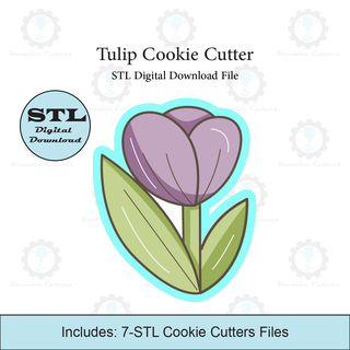tulip cookie cutter stl file cutters flower floral 3d print model - Mito3D