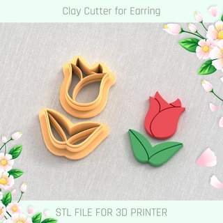 tulip leaf set spring clay cutter tools earring 3d print model - Mito3D