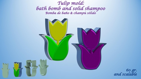 tulip mold bath bomb solid shampoo molds mould press 3d print model - Mito3D