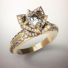tulip anneau bijoux œillet gem élégant classique solitaire la floraison de mariage l'engagement luxe 3d print model - Mito3D