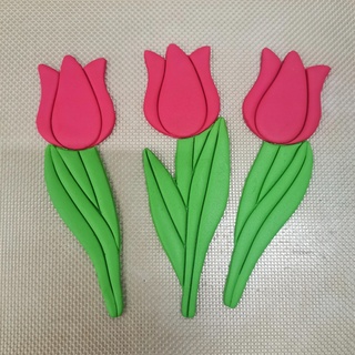 tulips cookie cutter mom mother day baking flowers bouquet 3d print model - Mito3D