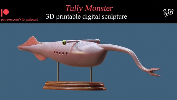 Tully canavar Sanat Paleoart dinozorlar memeliler hayvanlar doğa okyanus omurgalı omurgasız gizem 3d print model - Mito3D