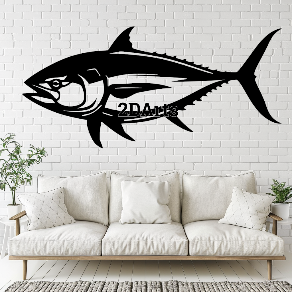 tuna 2d wall art window - digital stl & svg file art marine decor 3d printing laser cutting home cults3d download nautical modern minimalist rustic coastal seafood birthday gift housewarming unique dining room ocean lover 3D print model - Mito3D