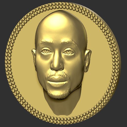 tupac shakur medallion pendant 3d printing ready stl obj jewelry rapper rap notorious big biggie celebrity famous jay-z snoop dogg eminem kanye west travis scott dre 3D print model - Mito3D