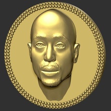 Tupac Shakur médaillon pendentif 3d impression prêt stl obj bijoux rappeur rap célèbre gros biggie célébrité jay espionner dogg Eminem Kanye Ouest Travis 3d print model - Mito3D