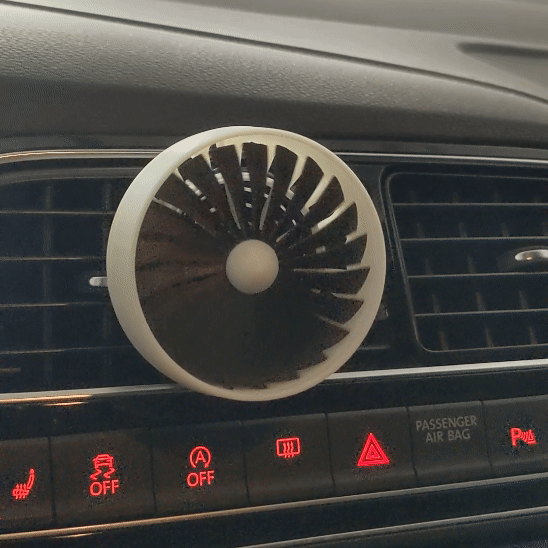 turbofan aroma diffuser - car vent mini jet engine accessories accesory spin spinning turbine difusser smell scent freshener air dashboard cabin ac 3D print model - Mito3D