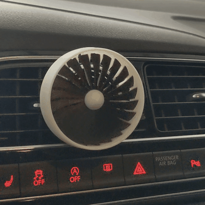 turbofan aroma diffuser - car vent mini jet engine accessories accesory spin spinning turbine difusser smell scent freshener air dashboard cabin ac 3d print model - Mito3D
