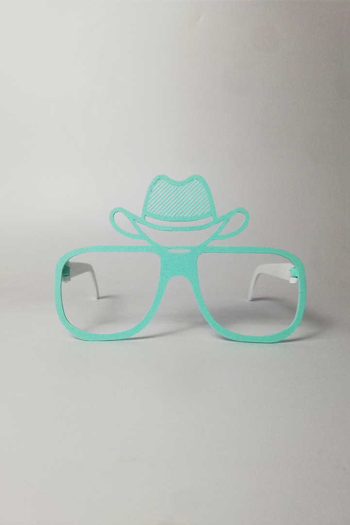 turquoise cowboy hat figured oktoberfest party glasses 3D print model - Mito3D