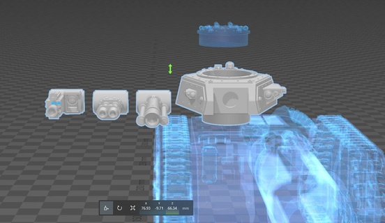 torretta aggiornamento sciocco Vulcano plasma carri armati gioco 28mm scifi cupo buio serbatoio futuro 3d print model - Mito3D