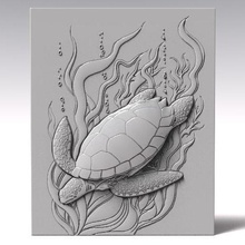 Tortuga bajorrelieve cnc Arte deco Oceano marina alivio pared madera artcam 3d print model - Mito3D