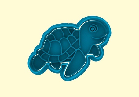 tartaruga cortador carimbo casa mar animais baleia Concha sereia rabo biscoito fundente cerâmica topo stl 3d print model - Mito3D