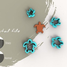 turtle polymer clay cutter digital stl file 4 sizes 2 versions jewelry nature cutters earrings 3d print model - Mito3D