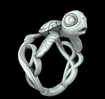 Tortuga anillo Oceano belleza sabiduría longevidad armonía naturaleza marina vida conservación 3d print model - Mito3D
