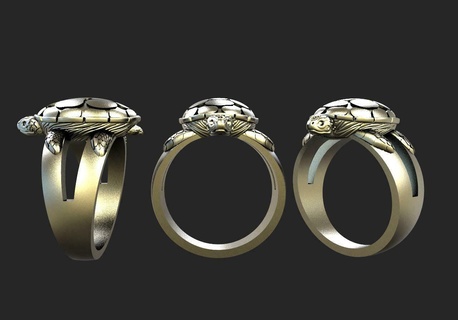 turtle ring jewelry jewel reptile animal 3d print model - Mito3D
