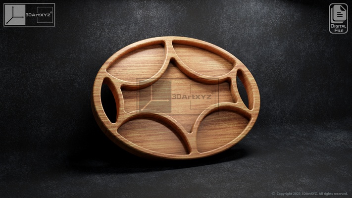turtle shell tray - cnc files wood svg dxf eps ai pdf serving file kitchen tableware snacks 3d print model - Mito3D