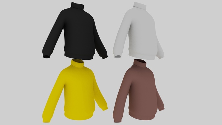 rollkragen sweatshirt 3d modell 3dmodel 3dmodeling modellieren autodesk maya objekt 3dobject design designer entwerfen grafik kleid stoff kleider tücher 3d print model - Mito3D