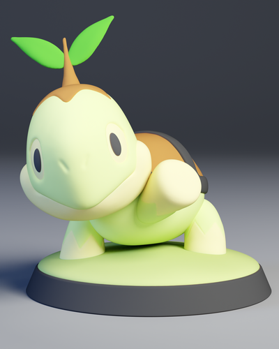 turtwig pok pazartesi sanat pokemon kaplumbağa yaratıklar hayvanlar hayran 3d print model - Mito3D