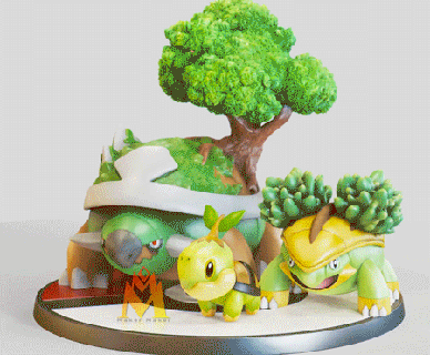 turtwig grolle Torterra Evoluzione fan arte pok lun figurina pokemon art figura giocattolo nintendo 3d gioco anime Pokemon unire 3d print model - Mito3D