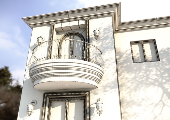 toscano balcone modello architettura architettonico scena all'aperto 3dsmax corona 3d print model - Mito3D