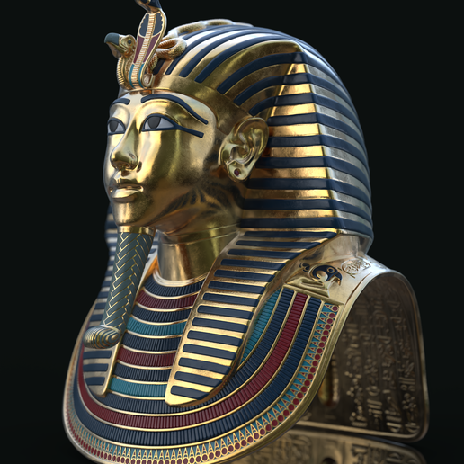 tutankhamun's mask ii art mummy dynasty ancient pharaoh tutankhamun tomb king egyptian museum cairo tutankhamon gold artefact collectible 3D print model - Mito3D