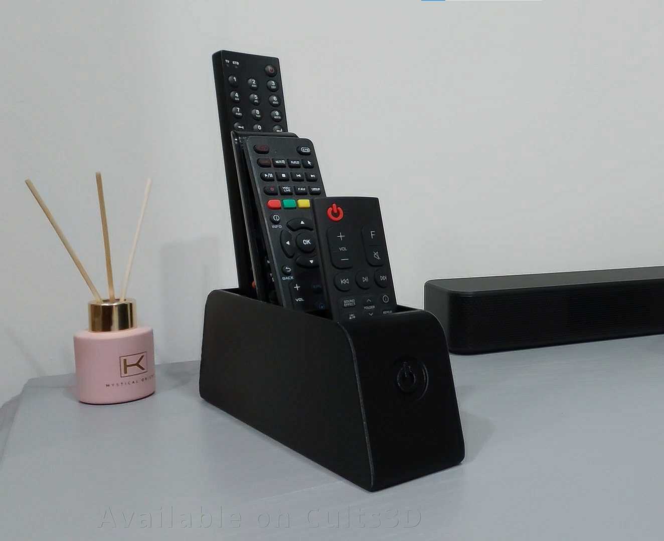 tv remoto controlar apoyo modelo 2 apoyos suporte comandos 3D print model - Mito3D