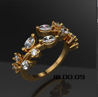 ramita anillo leña menuda hojas gemas joyería joya oro plata piedras aros miembros 3d print model - Mito3D