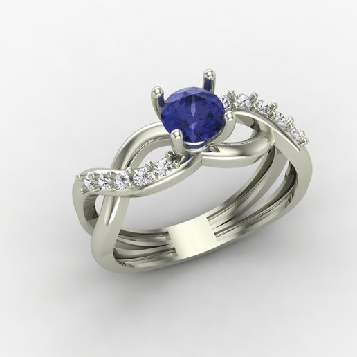 retorcido aureola diamante compromiso anillo 14k blanco oro joyería joya arete pendientes joyas plata excelente 3D print model - Mito3D