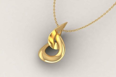 twisted hoop pendant 0130 pendants minimal gold jewelry jewellery silver jewel shop woman 3dprint printable model 3d printing stl file accessory trend 2023 fantasy printed chain necklace 3d print model - Mito3D