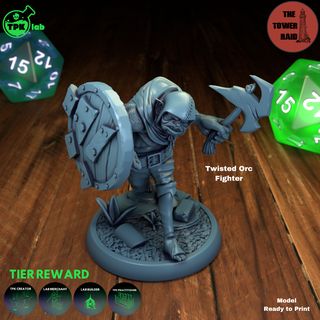 twisted orc fighter Game ttrpg rpg tabletop miniature miniatures d&d dnd dungeons dragons fantasy goblin barbarian raider 3d print model - Mito3D