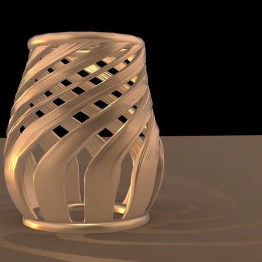 twisted pot art pattern furniture parametric algorithmic modern minimal vase 3D print model - Mito3D