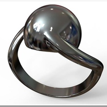 twisted spherical titanium signet ring jewelry fashion modern elegant 3d print model - Mito3D