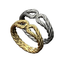 twisted wire double loop band 3d print model ring fashion jewelry printable gold silver jewellery sterling rope lowprofile vintag stackable luxury modern simple knot rings 3d print model - Mito3D